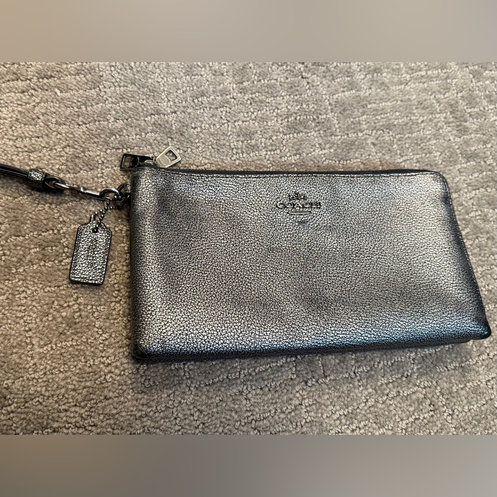 Coach Metallic Silver Clutch